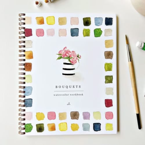 Beginner Watercolor Paint Book with Templates & Step-by-Step Lessons for Relaxing Art Projects Adults Kids Teens | Lonoma