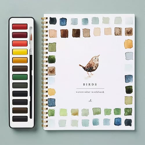 Beginner Watercolor Paint Book with Templates & Step-by-Step Lessons for Relaxing Art Projects Adults Kids Teens | Lonoma