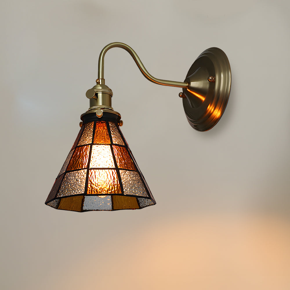 Art Deco Stained Glass Wall Sconce with Copper Finish – Vintage Style Accent Lighting for Hallway, Study Room, Living Room – E27 Socket | Lonoma