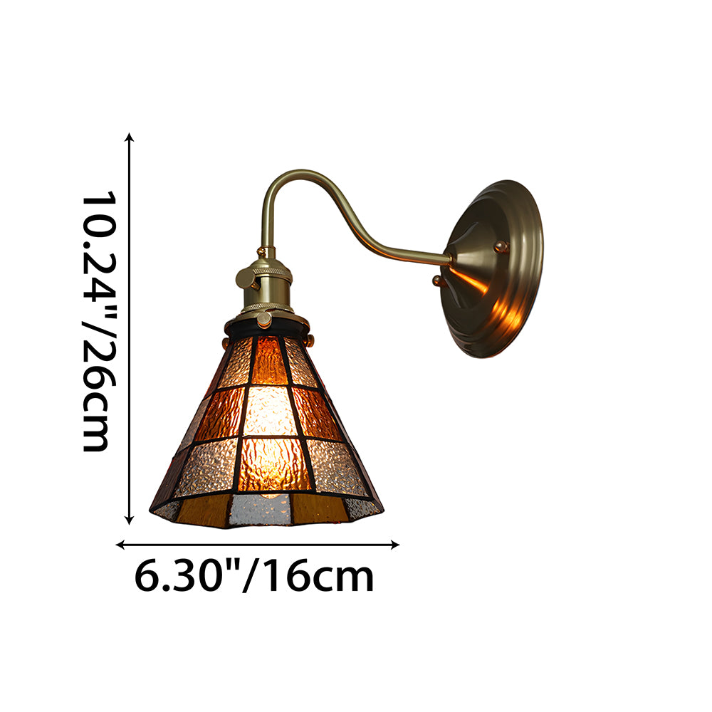Art Deco Stained Glass Wall Sconce with Copper Finish – Vintage Style Accent Lighting for Hallway, Study Room, Living Room – E27 Socket | Lonoma