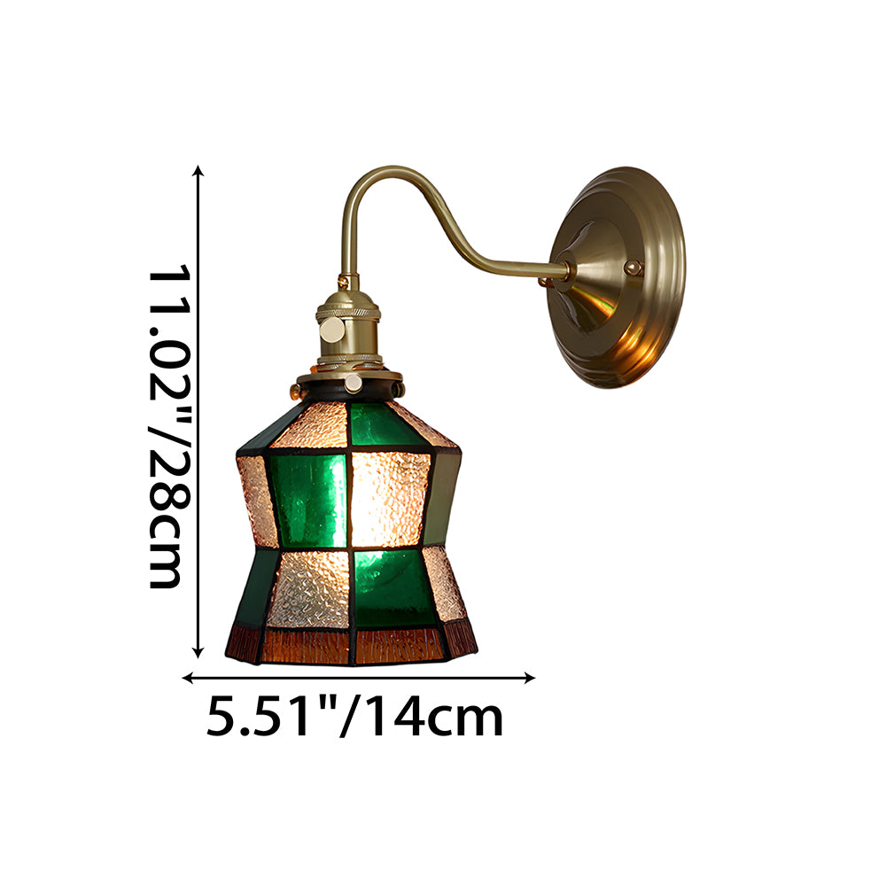 Art Deco Stained Glass Wall Sconce with Copper Finish – Vintage Style Accent Lighting for Hallway, Study Room, Living Room – E27 Socket | Lonoma
