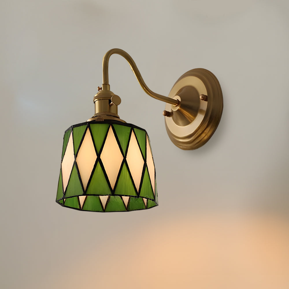 Art Deco Stained Glass Wall Sconce with Copper Finish – Vintage Style Accent Lighting for Hallway, Study Room, Living Room – E27 Socket | Lonoma