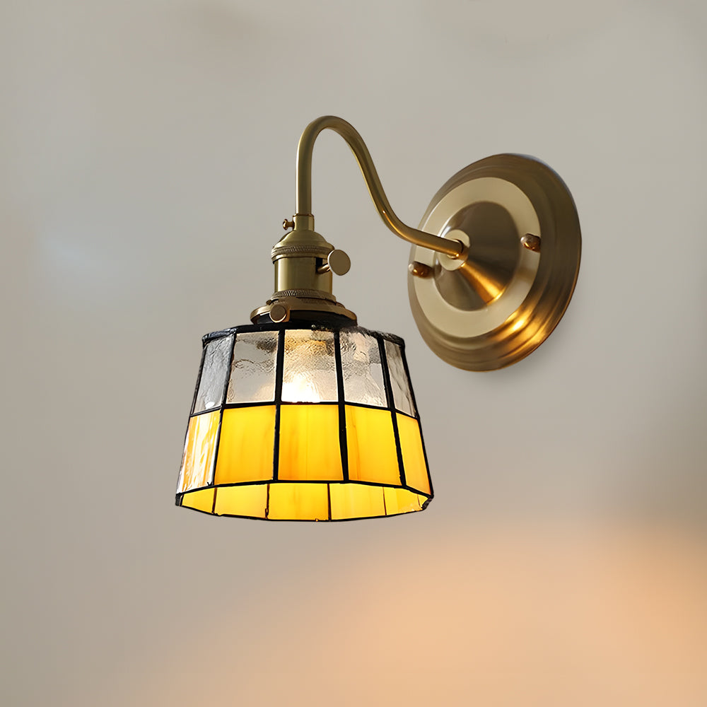 Art Deco Stained Glass Wall Sconce with Copper Finish – Vintage Style Accent Lighting for Hallway, Study Room, Living Room – E27 Socket | Lonoma