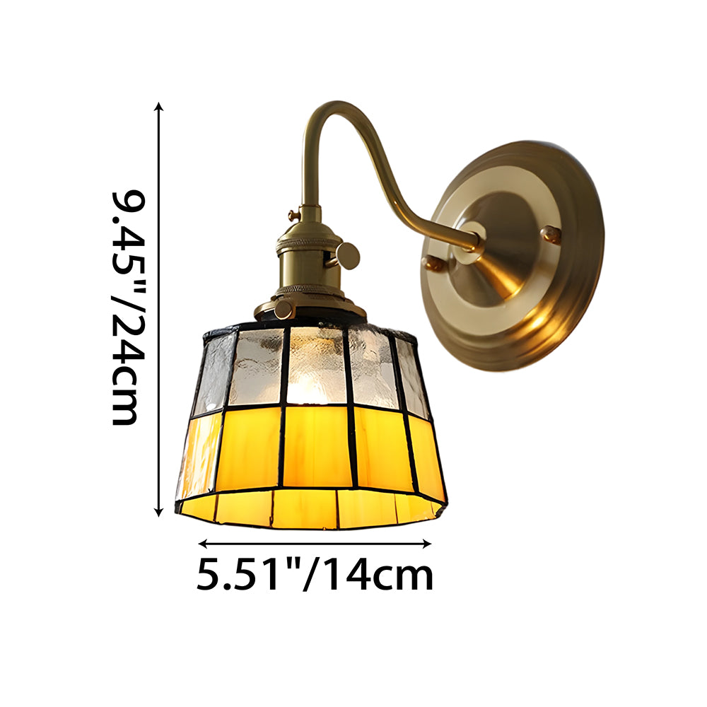 Art Deco Stained Glass Wall Sconce with Copper Finish – Vintage Style Accent Lighting for Hallway, Study Room, Living Room – E27 Socket | Lonoma