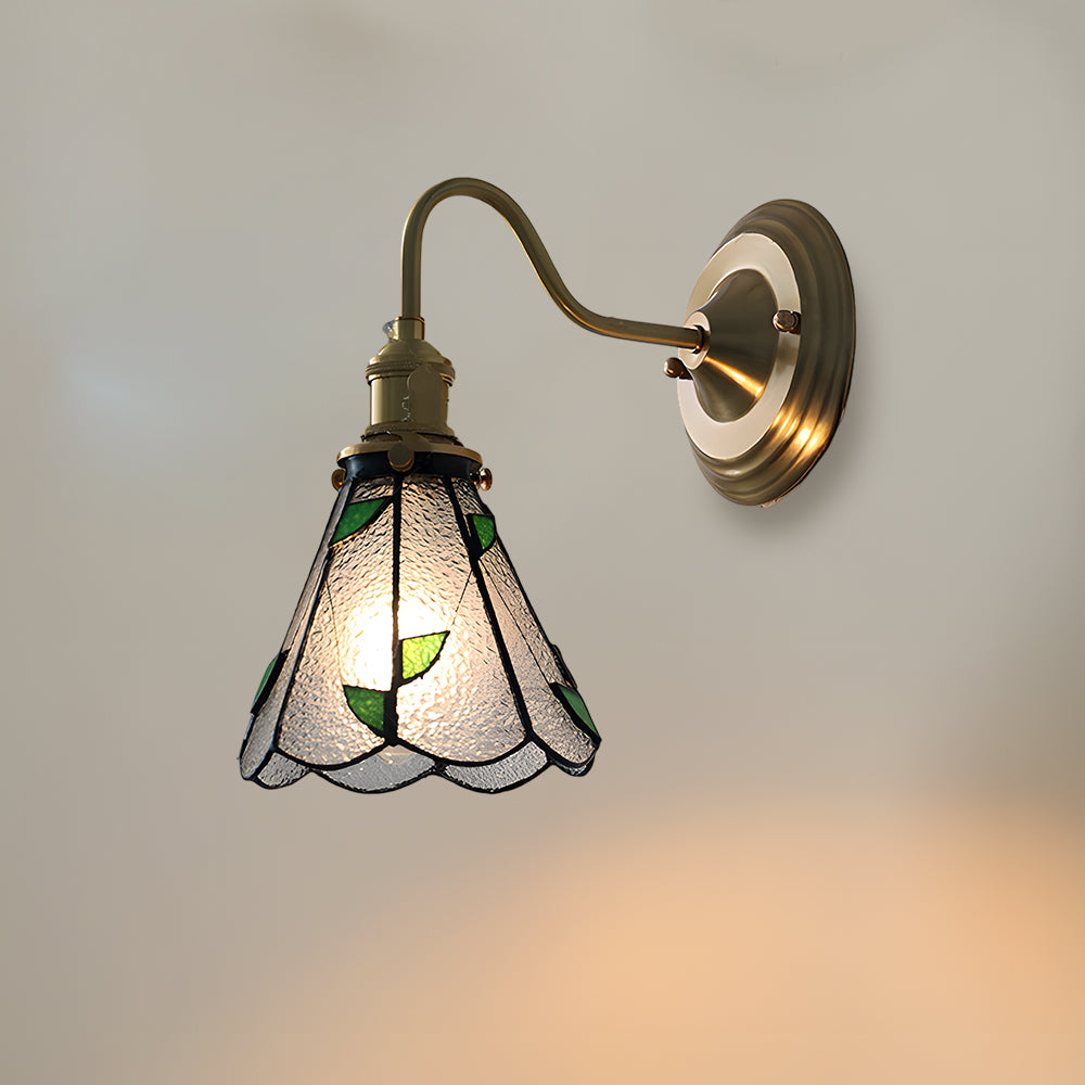 Art Deco Stained Glass Wall Sconce with Copper Finish – Vintage Style Accent Lighting for Hallway, Study Room, Living Room – E27 Socket | Lonoma