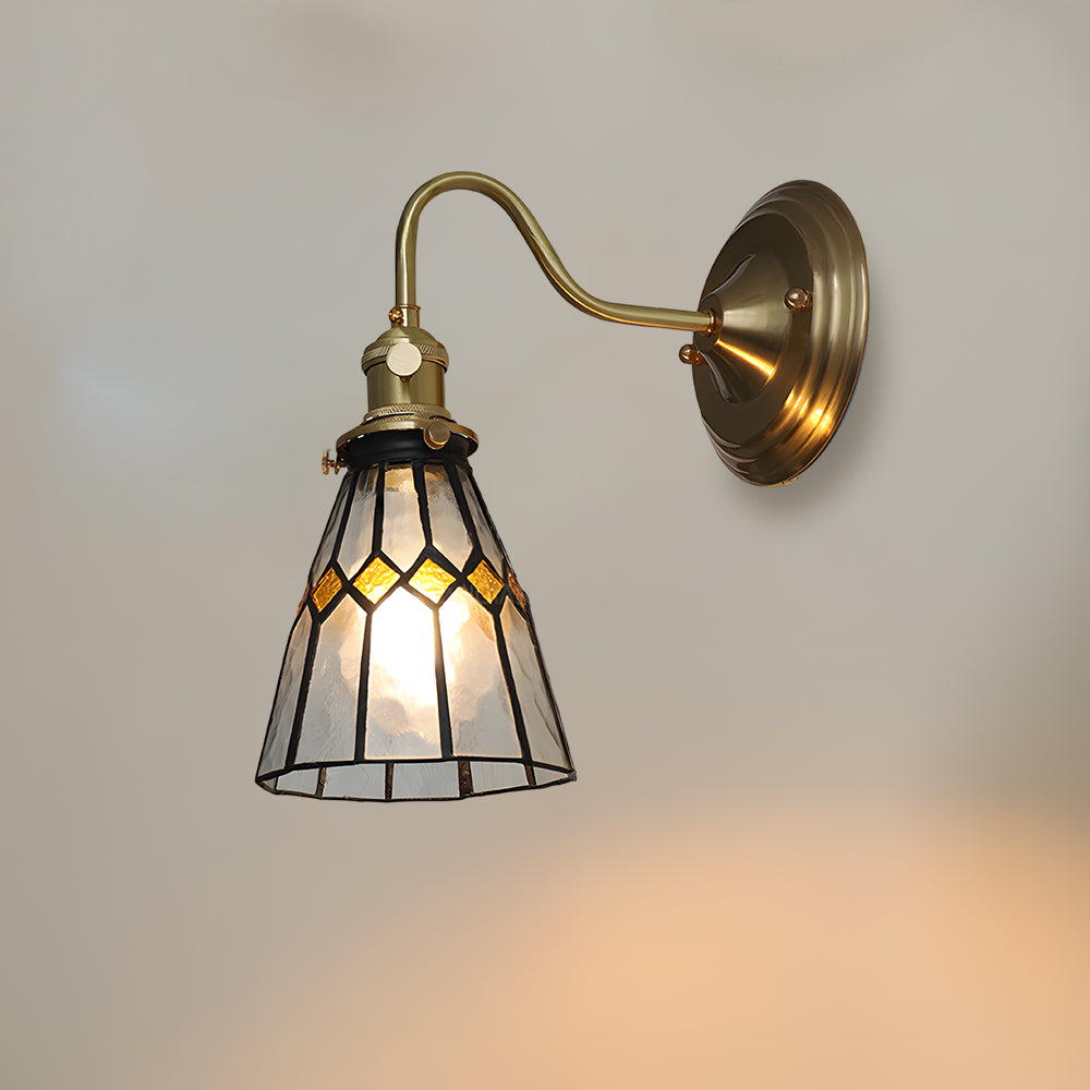 Art Deco Stained Glass Wall Sconce with Copper Finish – Vintage Style Accent Lighting for Hallway, Study Room, Living Room – E27 Socket | Lonoma