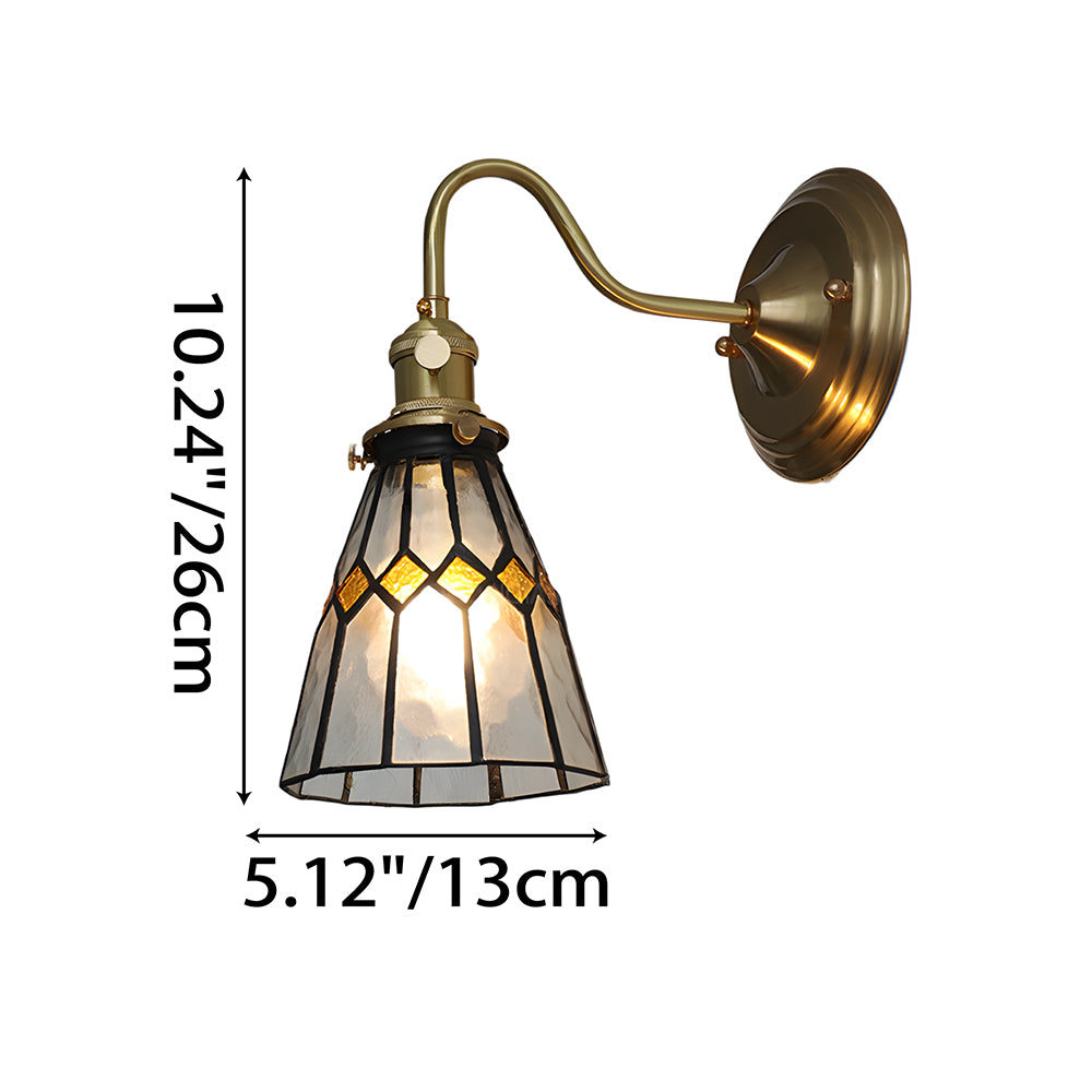 Art Deco Stained Glass Wall Sconce with Copper Finish – Vintage Style Accent Lighting for Hallway, Study Room, Living Room – E27 Socket | Lonoma