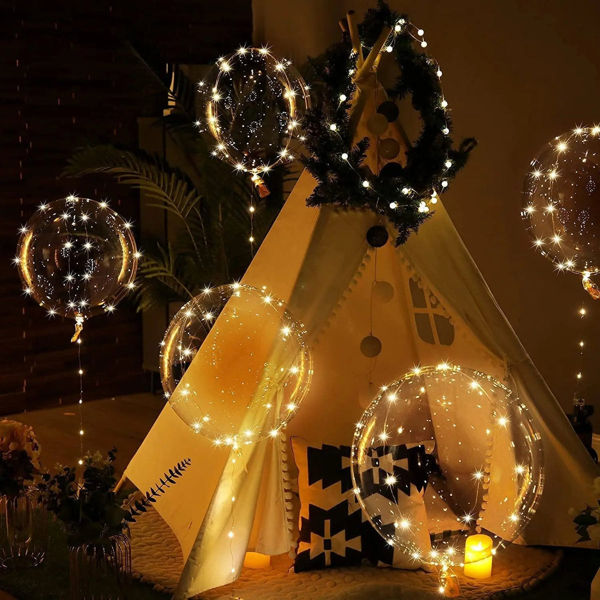 Light-Up Clear Balloons 18 Inch with Battery LED String Warm White Glow for Parties Weddings Birthdays Indoor Outdoor Decorations | Lonoma