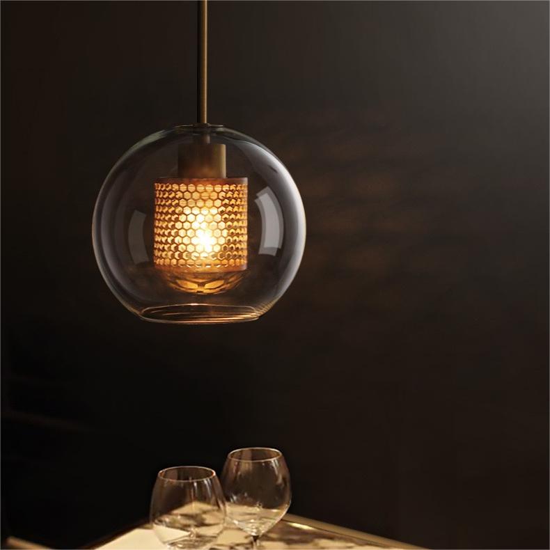 Glass Globe Pendant Light Gold or Silver Finish with LED Bulb for Kitchen Island Dining Room Bedroom Entryway Modern Hanging Ceiling Fixture | Lonoma