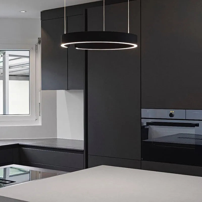 Modern LED Ring Pendant Light — Dimmable Circle Hanging Ceiling Fixture for Dining Room Kitchen Island Bedroom Living Room Contemporary | Lonoma