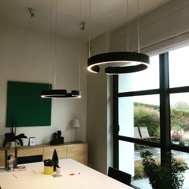 Modern LED Ring Pendant Light — Dimmable Circle Hanging Ceiling Fixture for Dining Room Kitchen Island Bedroom Living Room Contemporary | Lonoma