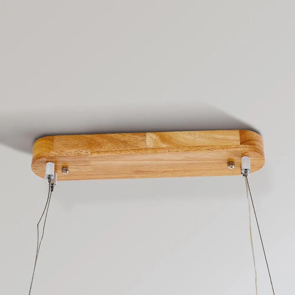 Wooden Oval Hanging Light LED Modern Ceiling Fixture 3-Color Switch for Kitchen Island Dining Room Breakfast Bar Restaurant | Lonoma