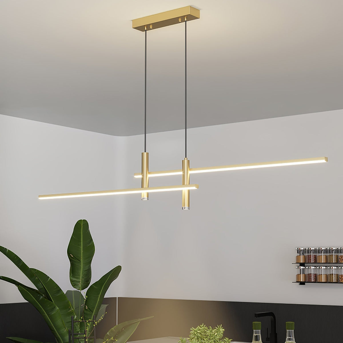 Contemporary Metal Spotlight Chandelier for Dining Tables – Adjustable Linear Design in Sleek Finishes for Kitchen Islands and Living Spaces | Lonoma