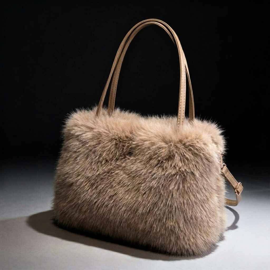 Fuzzy Faux Fur Handbag with Shoulder Straps – Cloud-Soft Winter Purse for Women, Everyday Tote | Fashion Accessory | Lonoma