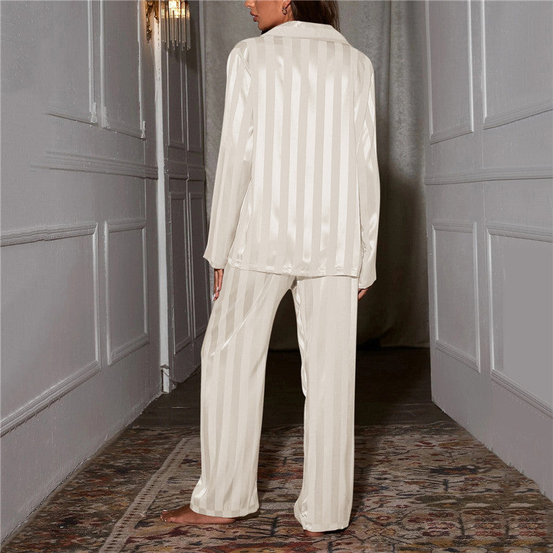 Silk Pajama Set for Women Soft Satin Two-Piece Sleepwear Long Sleeve Button-Up Top and Pants Nightwear for Lounging Bedroom | Lonoma