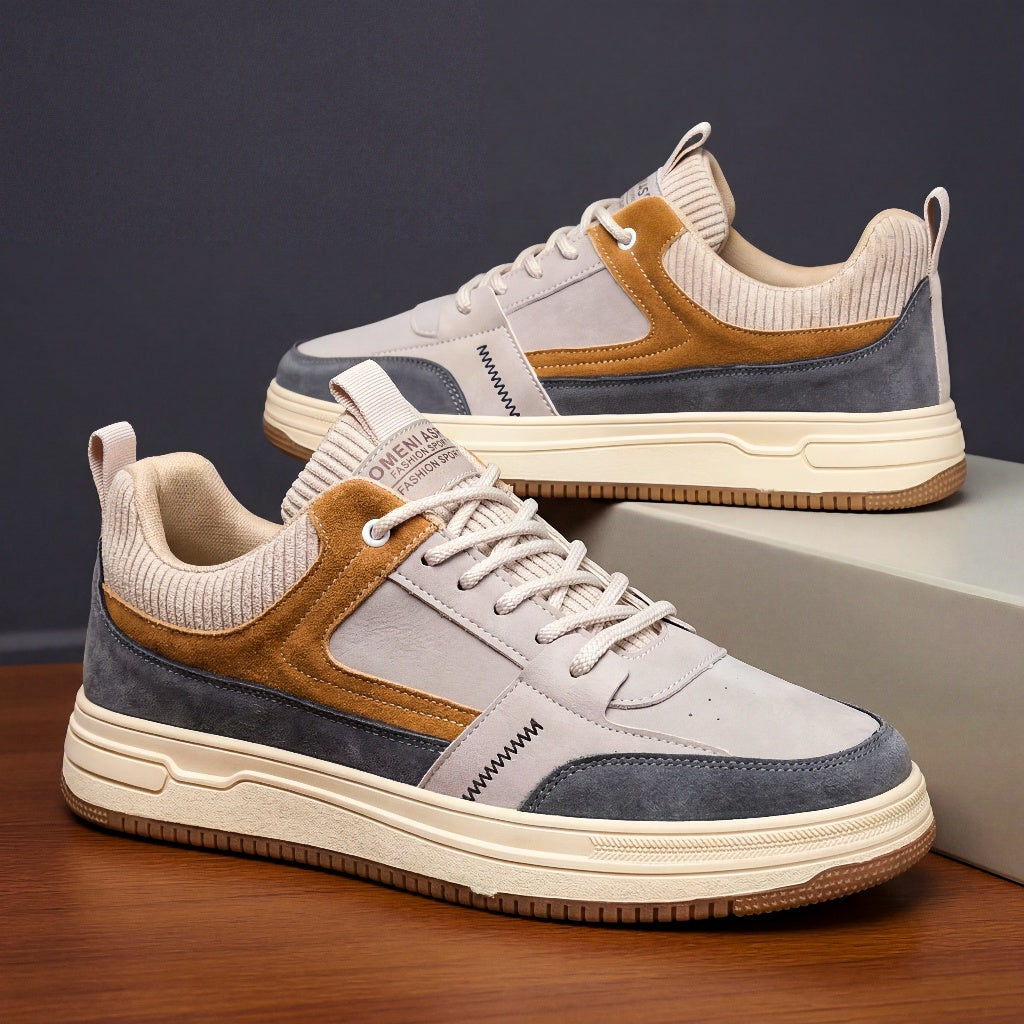 Men's Low-Top Sneakers with Suede Panels and Pull Tab – Everyday Comfort Shoes for Walking, Streetwear & Casual Wear | Lonoma