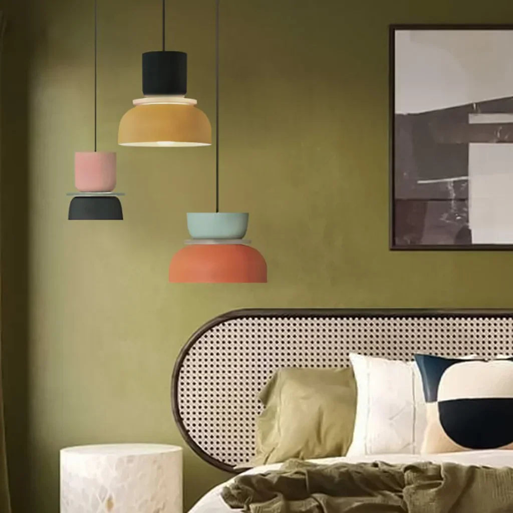 Layered Pendant Light with Color Accents, Scandinavian Design, Modern Hanging Fixture for Dining Room Kitchen Bedroom | Lonoma