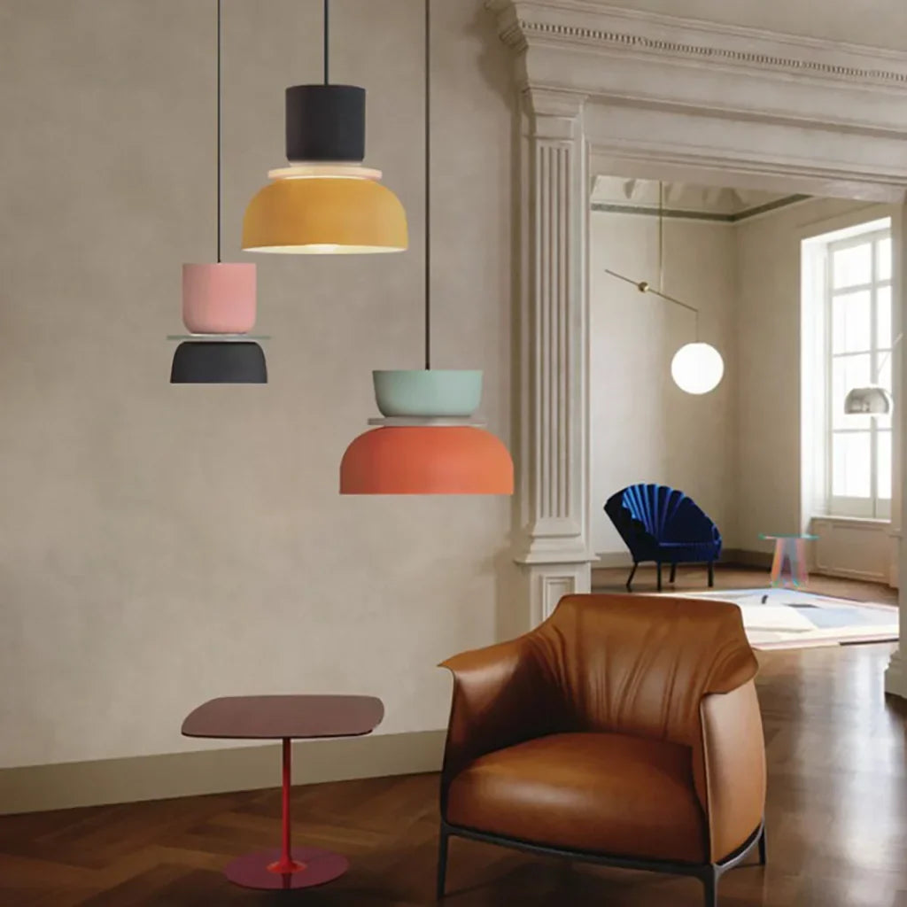Layered Pendant Light with Color Accents, Scandinavian Design, Modern Hanging Fixture for Dining Room Kitchen Bedroom | Lonoma