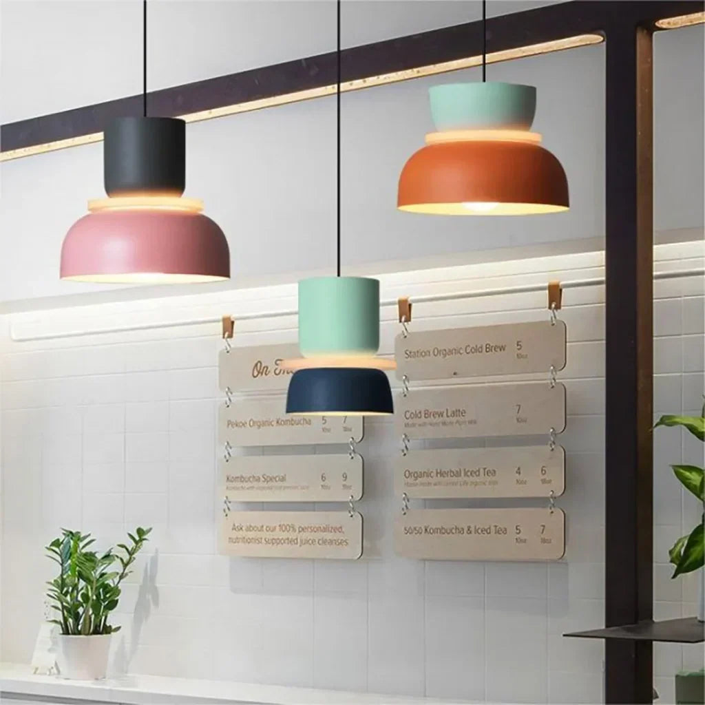 Layered Pendant Light with Color Accents, Scandinavian Design, Modern Hanging Fixture for Dining Room Kitchen Bedroom | Lonoma