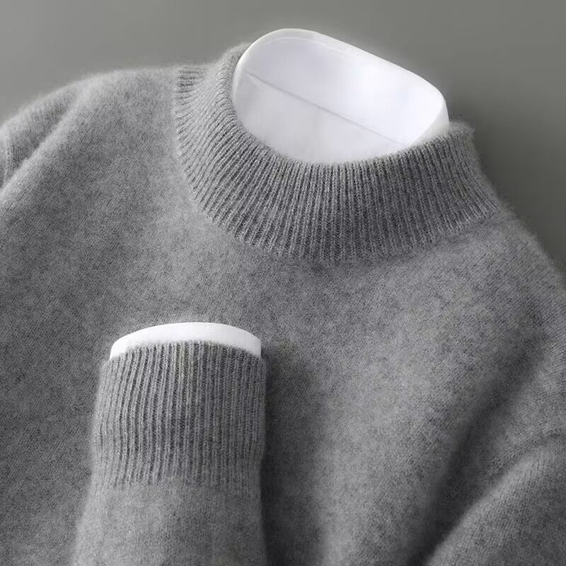 Cashmere Sweater with Ribbed Stand Collar — Lightweight Luxury Knit for Men's Fall Winter Style | Lonoma