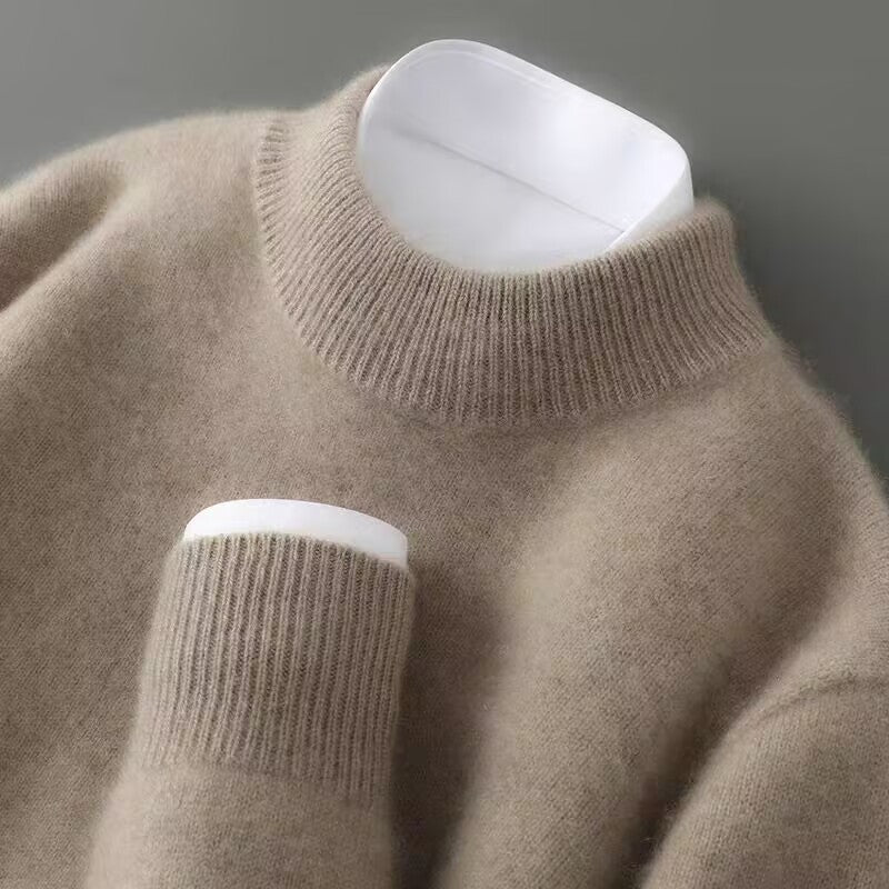 Cashmere Sweater with Ribbed Stand Collar — Lightweight Luxury Knit for Men's Fall Winter Style | Lonoma