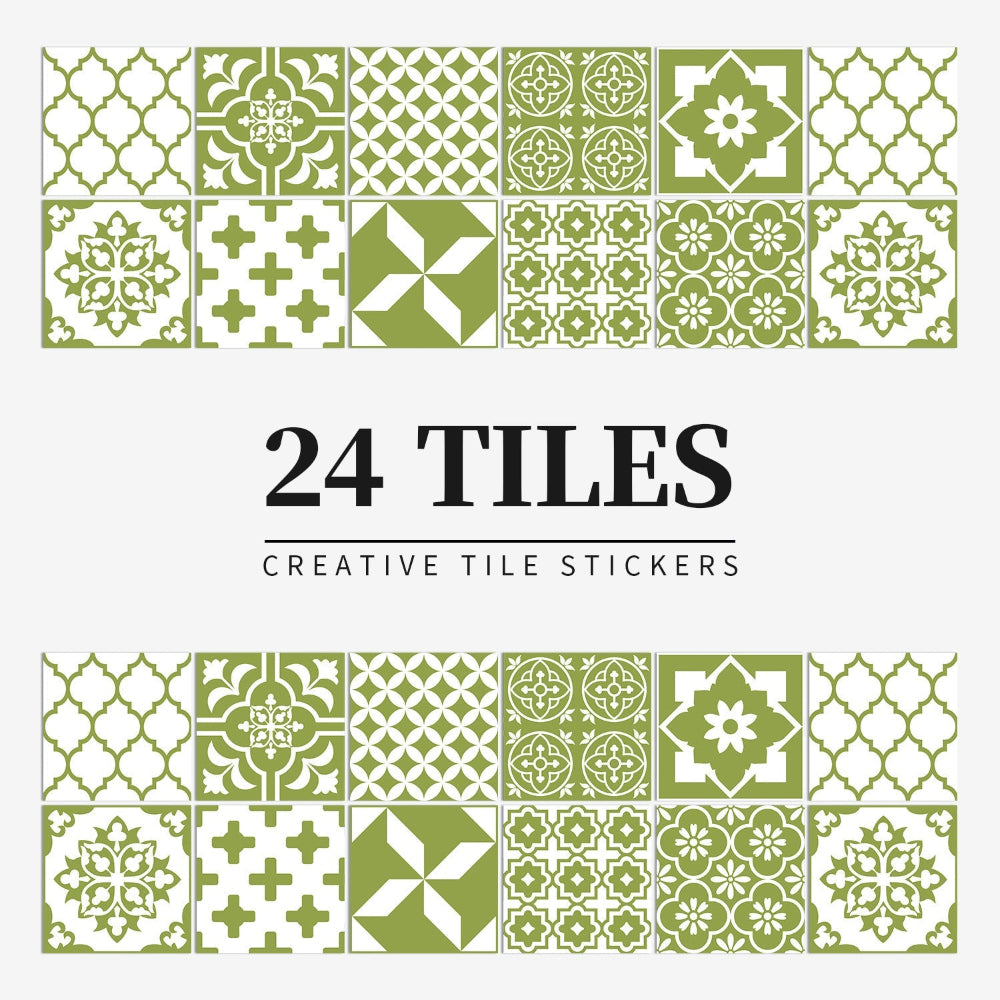 Peel and Stick Tile Decals with Mandala Design for Kitchen Backsplash, Bathroom Walls, Set of 24 Adhesive Decorative Tile Stickers for Home | Lonoma