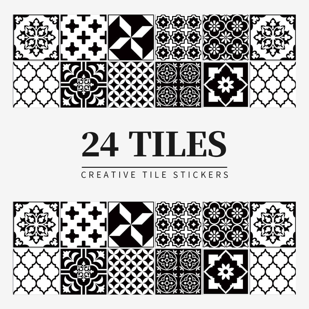 Peel and Stick Tile Decals with Mandala Design for Kitchen Backsplash, Bathroom Walls, Set of 24 Adhesive Decorative Tile Stickers for Home | Lonoma