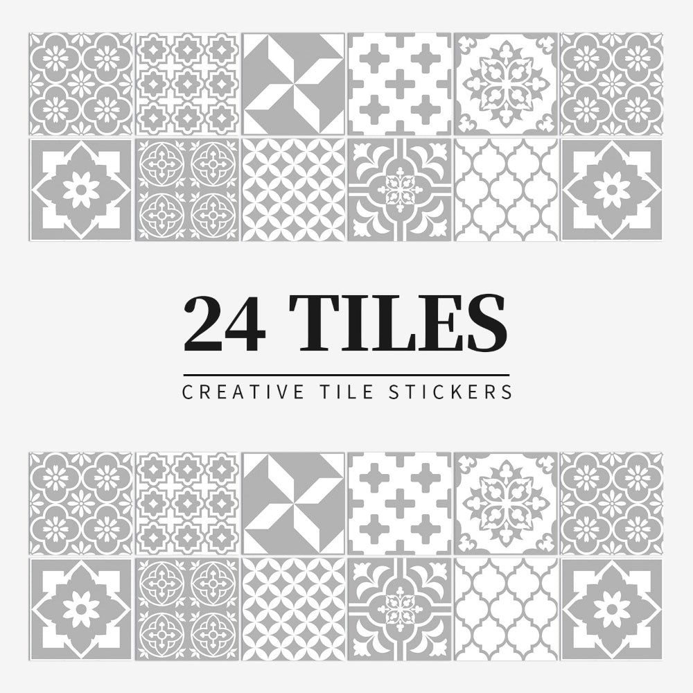 Peel and Stick Tile Decals with Mandala Design for Kitchen Backsplash, Bathroom Walls, Set of 24 Adhesive Decorative Tile Stickers for Home | Lonoma