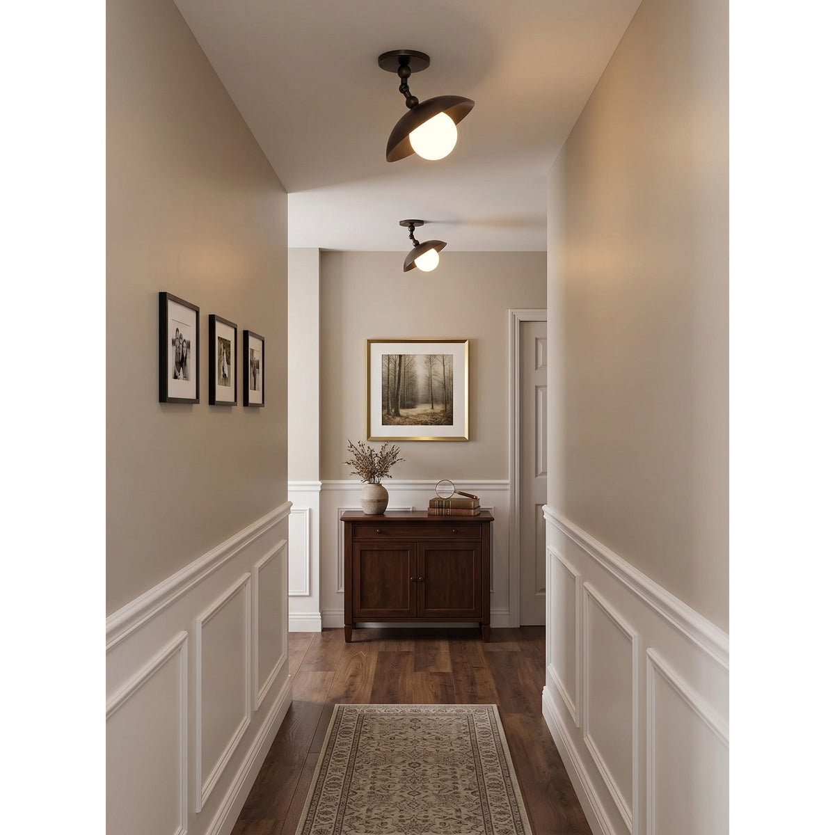 Semi-Flush Ceiling Light 10 in Brass Glass Shade Modern Fixture for Kitchen Hallway Bedroom Entryway | Lonoma