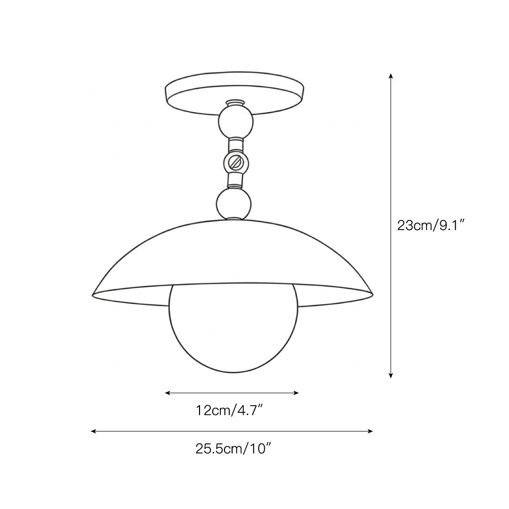 Semi-Flush Ceiling Light 10 in Brass Glass Shade Modern Fixture for Kitchen Hallway Bedroom Entryway | Lonoma