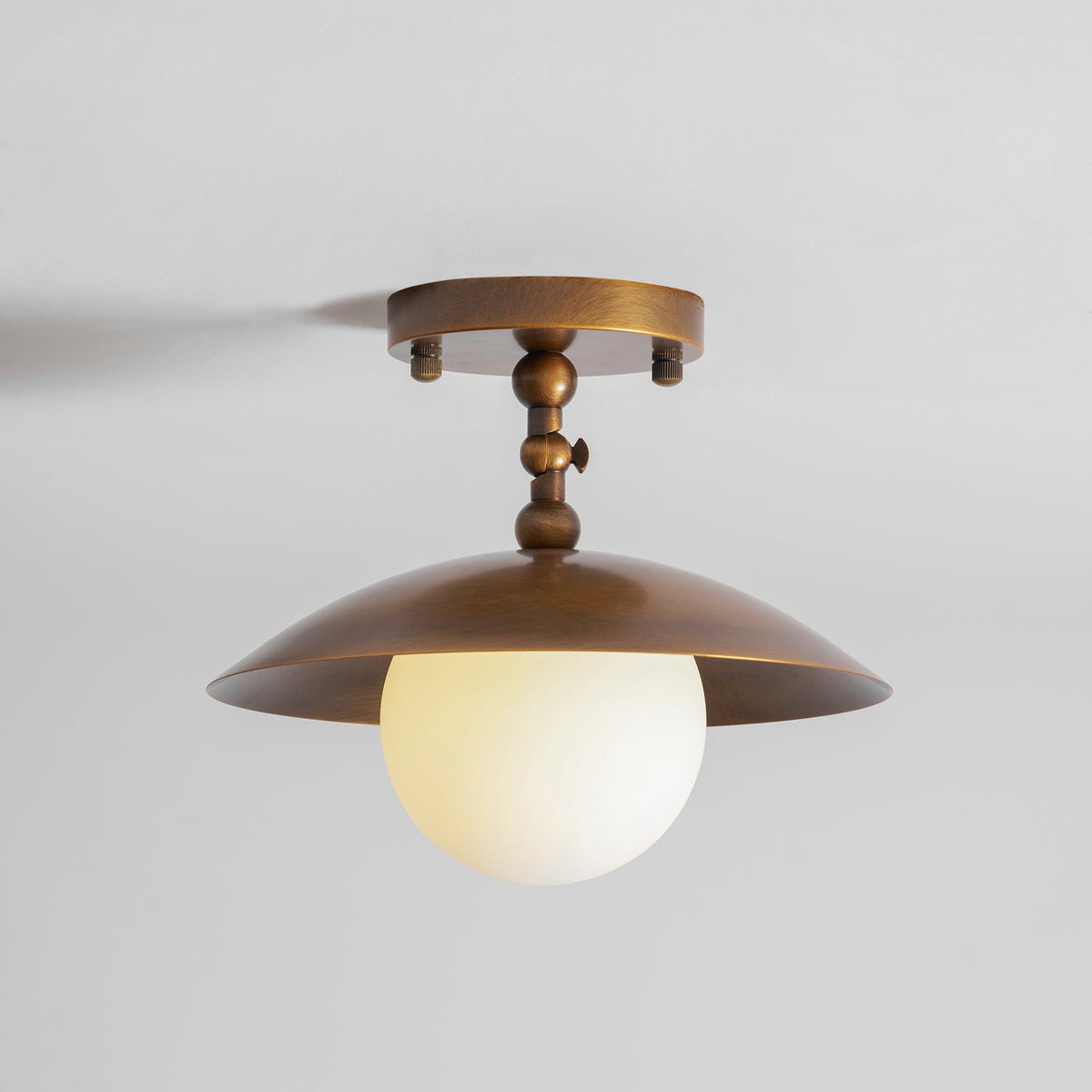 Semi-Flush Ceiling Light 10 in Brass Glass Shade Modern Fixture for Kitchen Hallway Bedroom Entryway | Lonoma