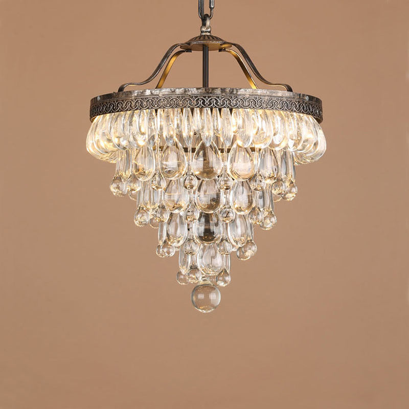 Crystal Drop Chandelier Antique Bronze Finish Multi Light Pendant Dining Room Living Room Foyer Statement Lighting Adjustable Chain | Lonoma