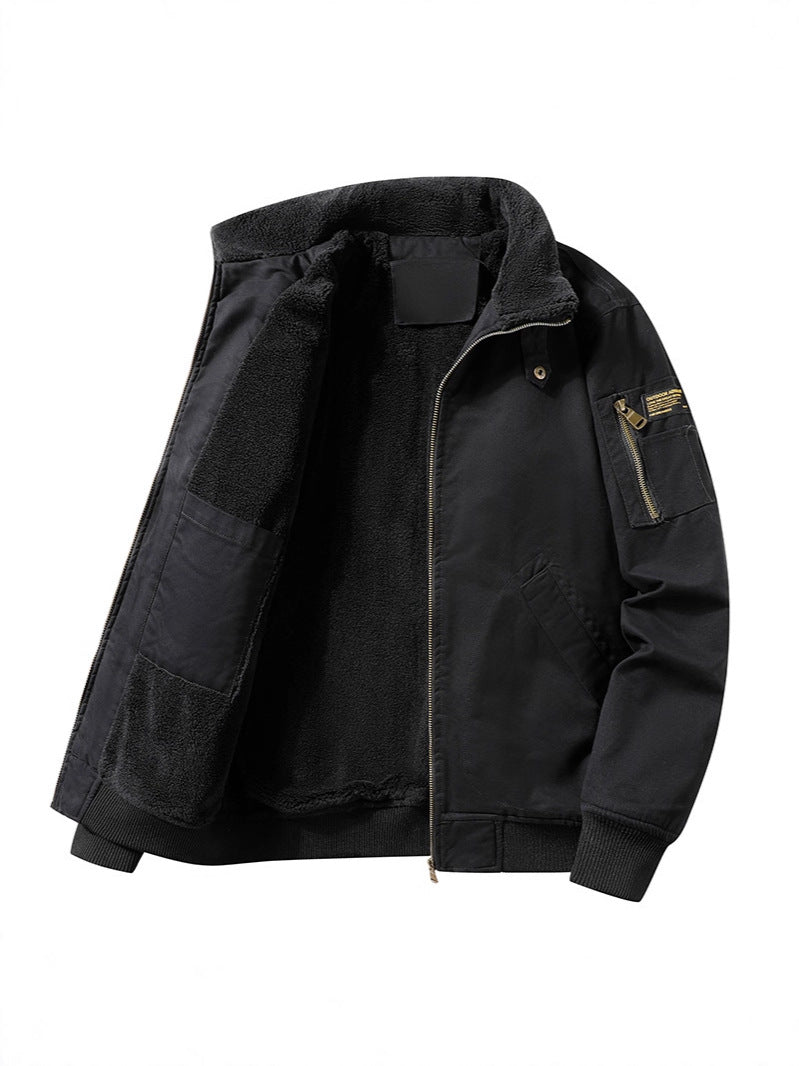 Men's Insulated Flight Jacket with Cozy Sherpa Lining and Ribbed Knit Trim for Fall Winter Casual Workwear Weekend Style | Lonoma