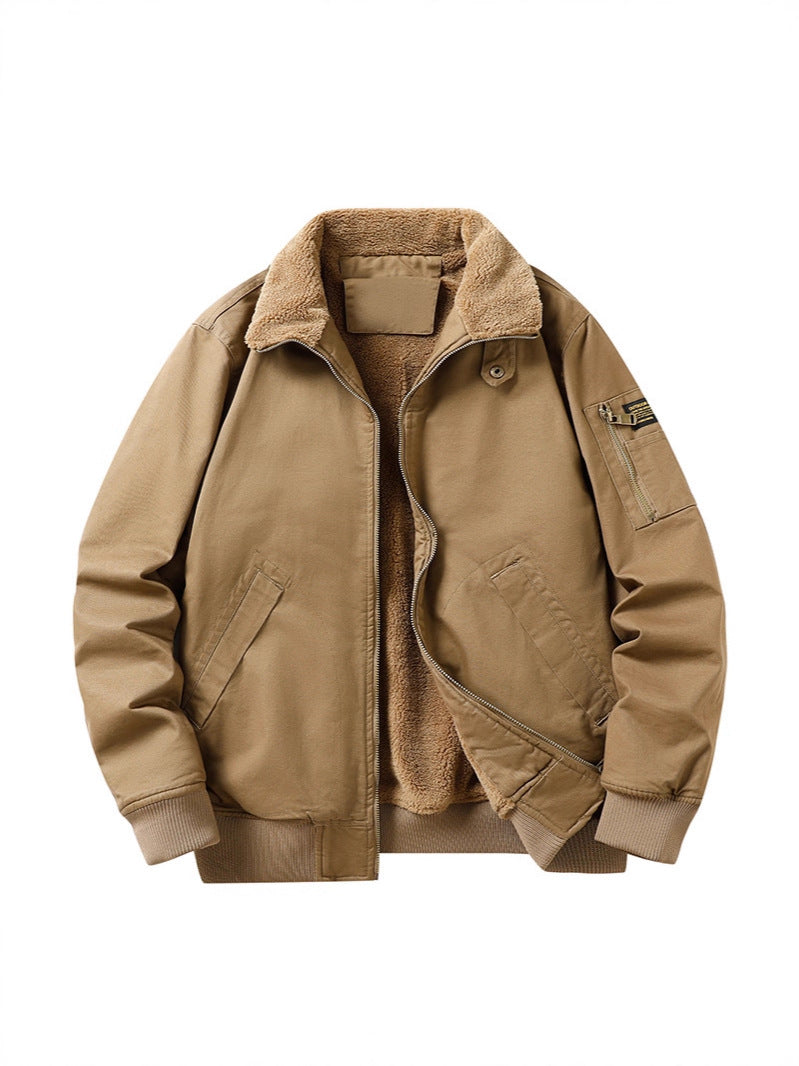 Men's Insulated Flight Jacket with Cozy Sherpa Lining and Ribbed Knit Trim for Fall Winter Casual Workwear Weekend Style | Lonoma