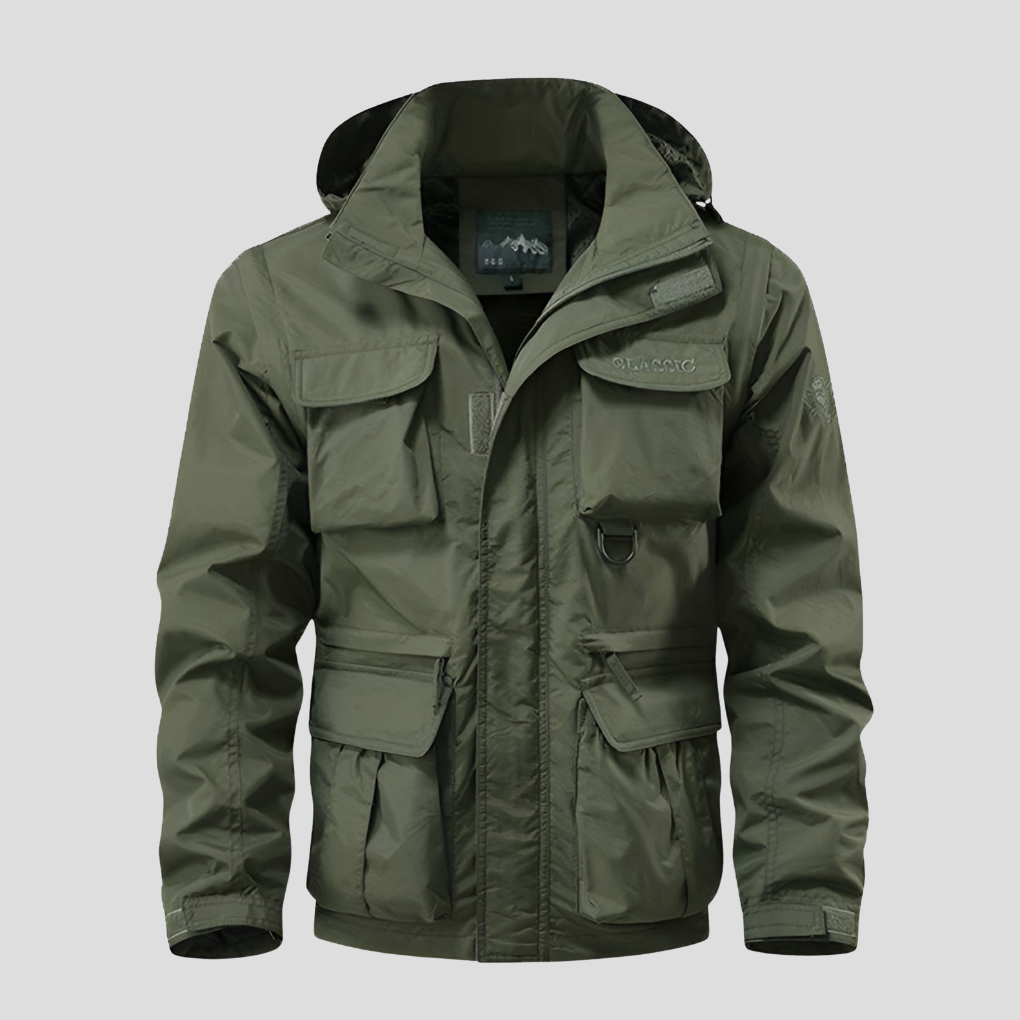 Men's Zip-Front Parka Jacket with Adjustable Hood & Multiple Pockets for Fall Winter | Lonoma