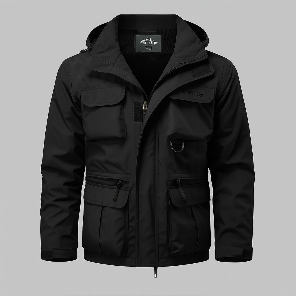 Men's Zip-Front Parka Jacket with Adjustable Hood & Multiple Pockets for Fall Winter | Lonoma