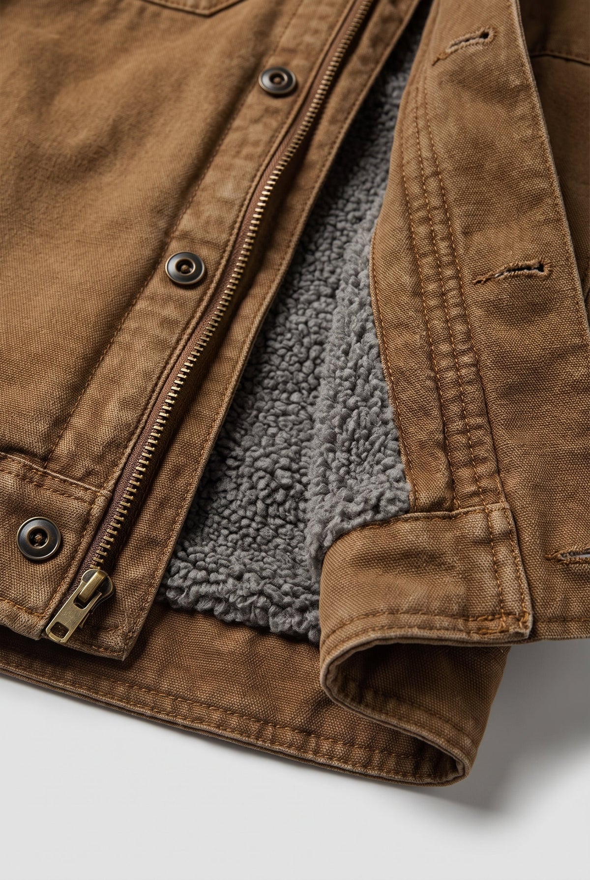 Men's Faux Suede Ranch Jacket Hip-Length Button-Up Western Coat with Contrast Stitching for Casual Everyday Outerwear | Lonoma