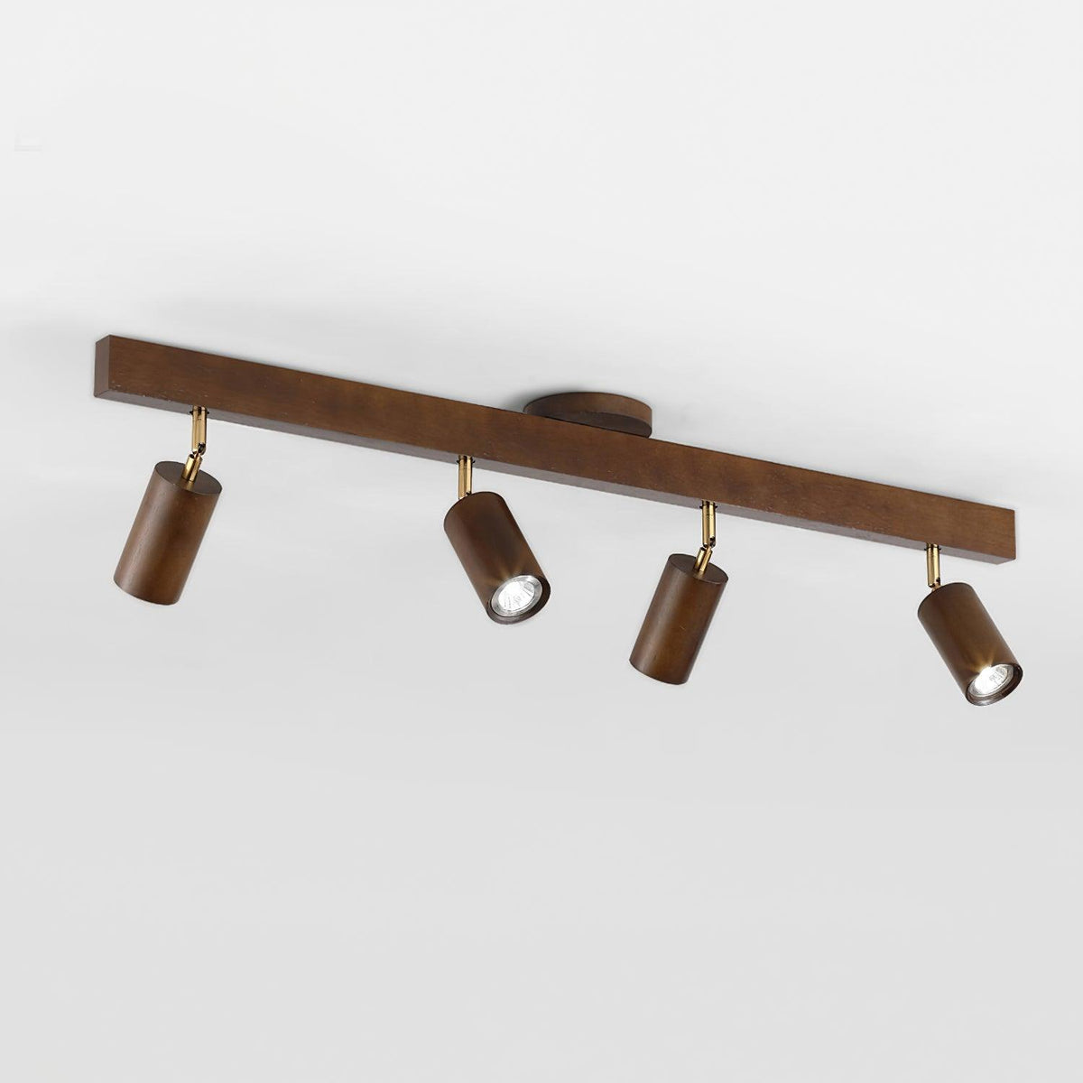 Adjustable Track Light with Wood Accent - 2/3/4/5 Spotlight Heads - Ceiling Mount LED - Warm Light for Kitchen, Hallway, Living Room | Lonoma