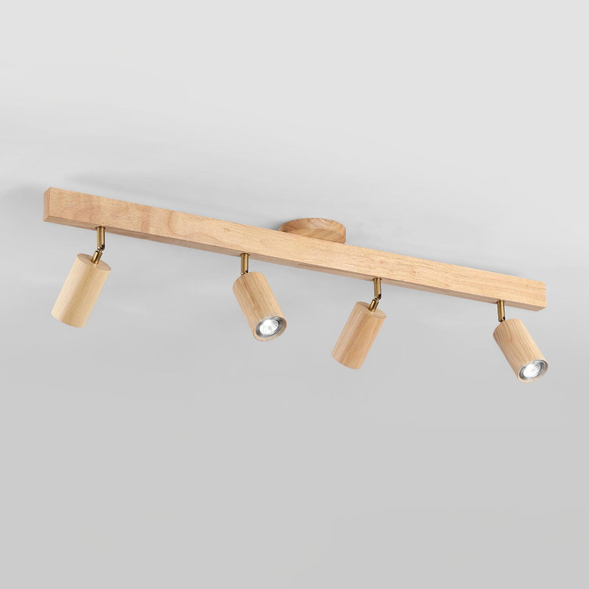 Adjustable Track Light with Wood Accent - 2/3/4/5 Spotlight Heads - Ceiling Mount LED - Warm Light for Kitchen, Hallway, Living Room | Lonoma