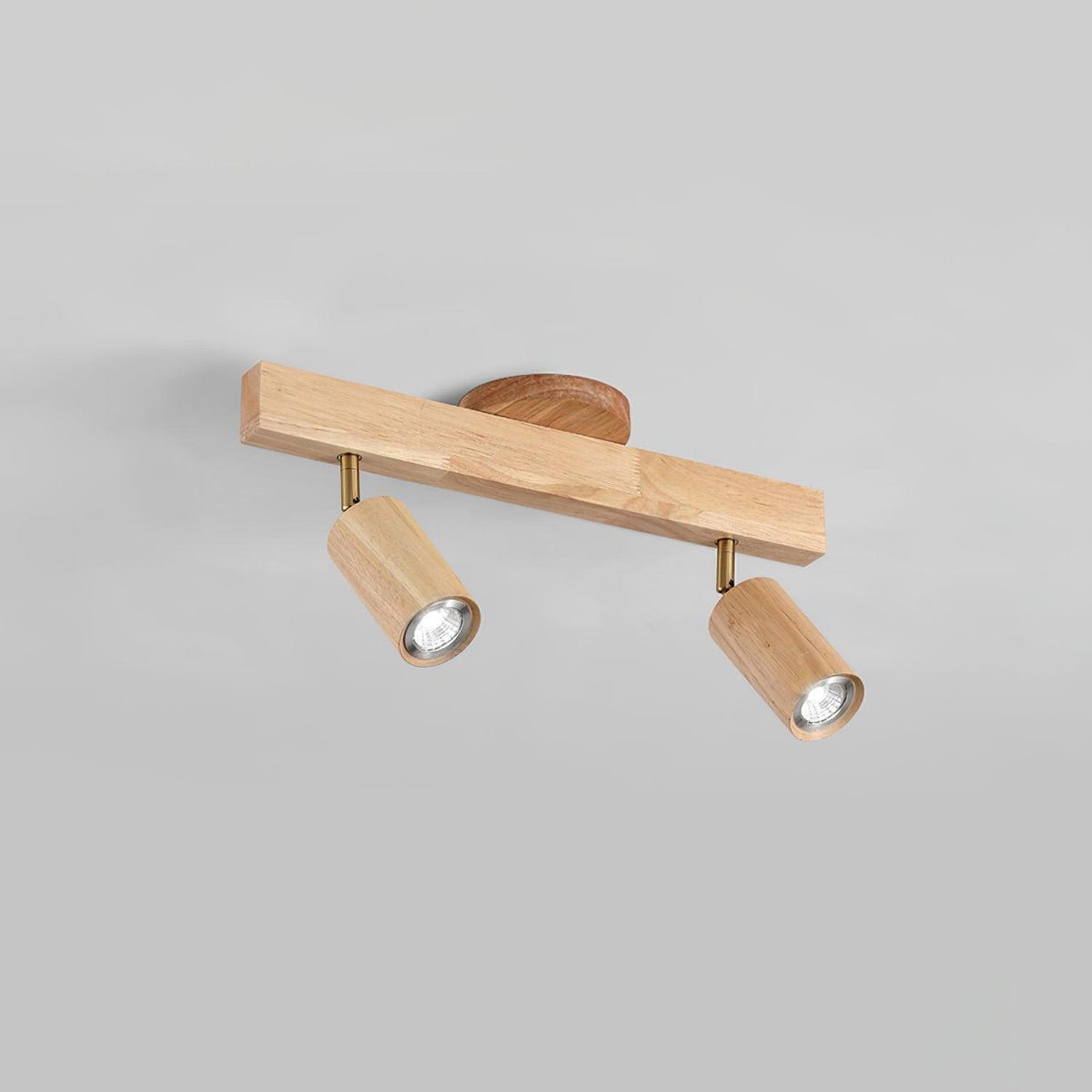 Adjustable Track Light with Wood Accent - 2/3/4/5 Spotlight Heads - Ceiling Mount LED - Warm Light for Kitchen, Hallway, Living Room | Lonoma