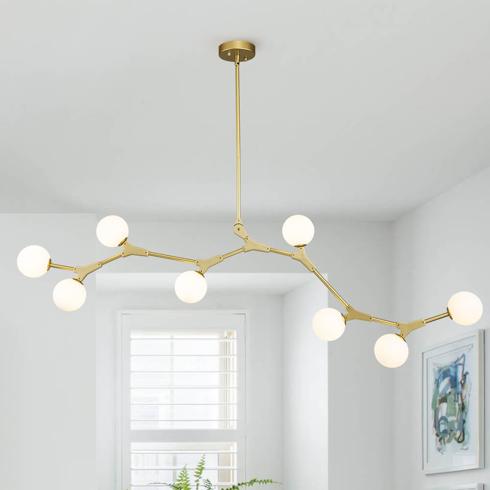 8-Light Contemporary Pendant with Sphere Glass Shades for Kitchen Island – Adjustable Height Metal Fixture with Hardwired Installation | Lonoma