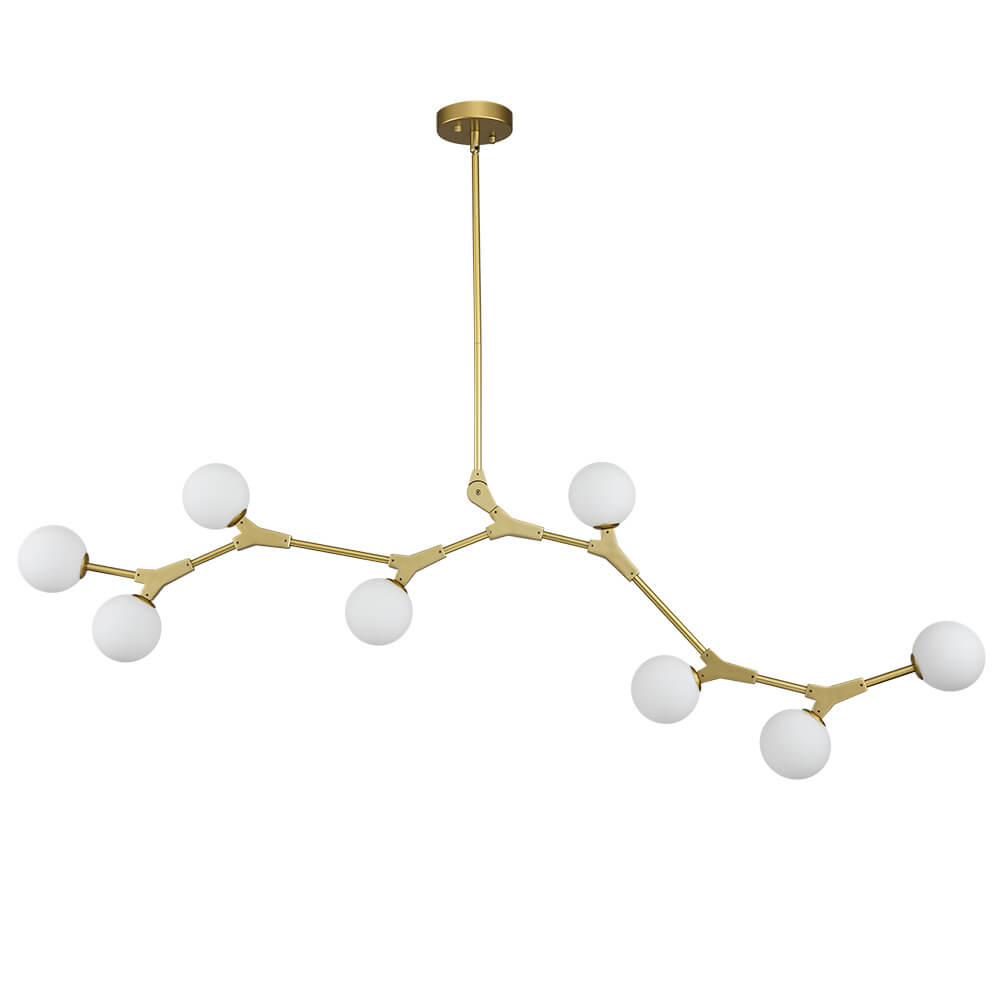 8-Light Contemporary Pendant with Sphere Glass Shades for Kitchen Island – Adjustable Height Metal Fixture with Hardwired Installation | Lonoma