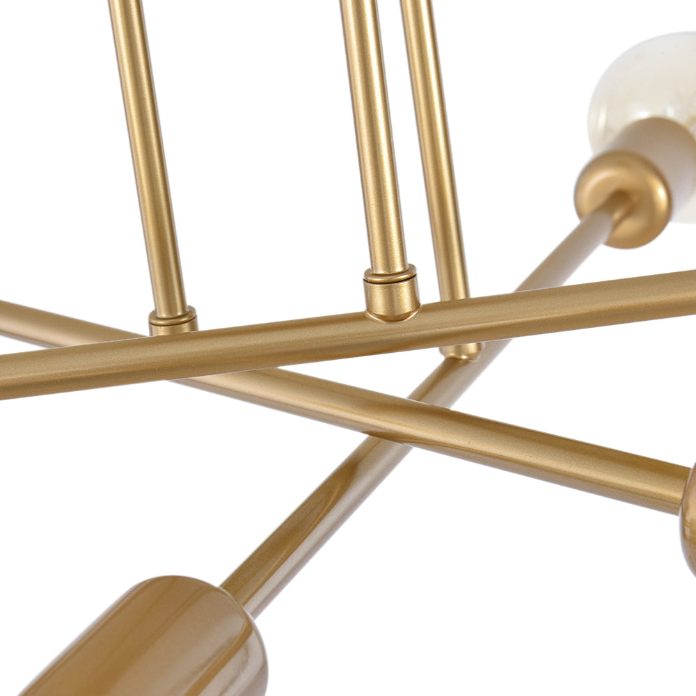 6-Light Ceiling Fixture Mid-Century Starburst Design Gold Metal Arms E26 Socket Sloped Ceiling Compatible Hallway Entryway Dining Room | Lonoma