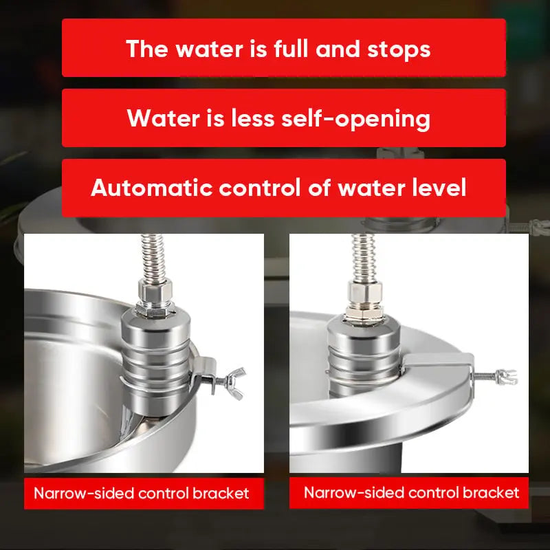 Automatic Water Level Float Valve — Stainless Steel Mini Fill Switch for Tanks & Troughs — Self-Regulating Water Feed Control | Lonoma