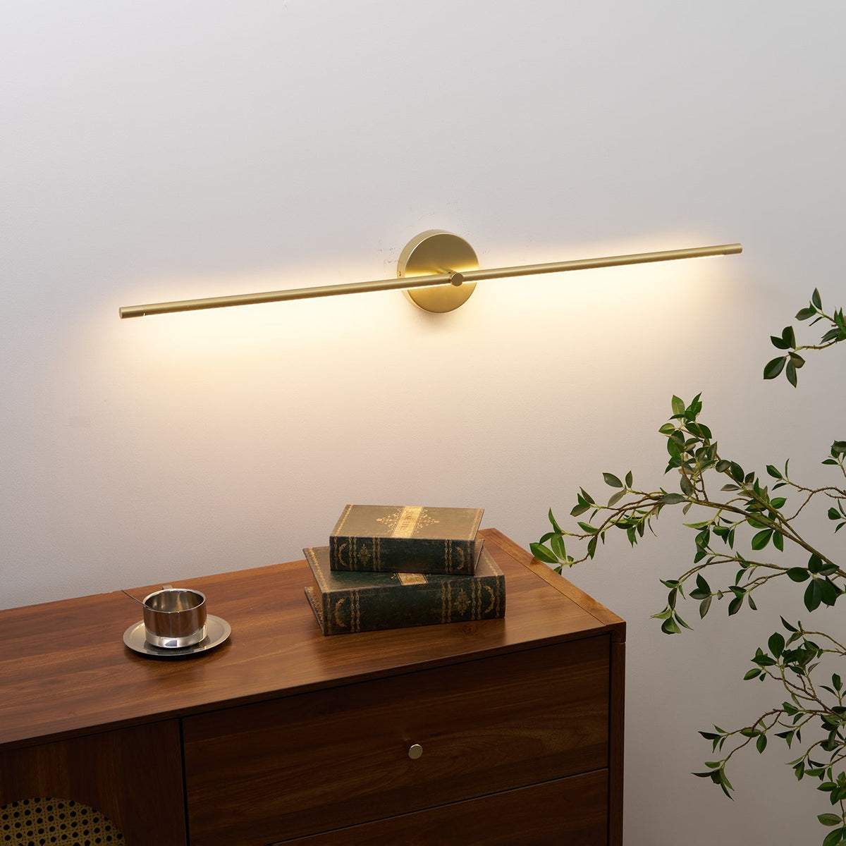 Plug-in LED Wall Sconce Linear Modern 27 38 50 Inch Black Gold Dimmable Accent Light for Bedroom Hallway Living Room Bathroom Mirror | Lonoma
