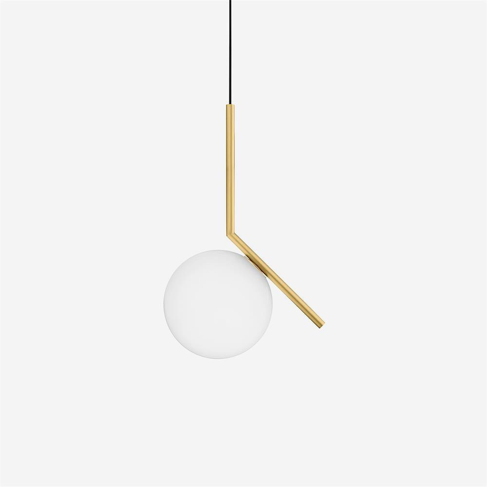 Modern Glass Pendant Light with Brass or Black Metal Frame – 8" Dome Shade, Adjustable Cord, E26 Socket for Kitchen Island, Dining Room | Lonoma
