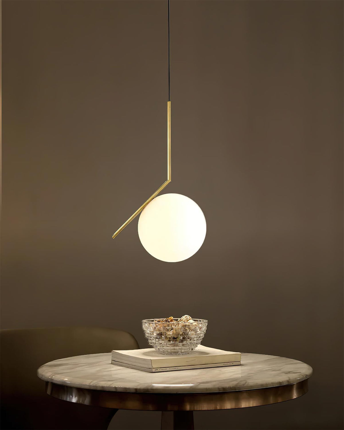 Modern Glass Pendant Light with Brass or Black Metal Frame – 8" Dome Shade, Adjustable Cord, E26 Socket for Kitchen Island, Dining Room | Lonoma