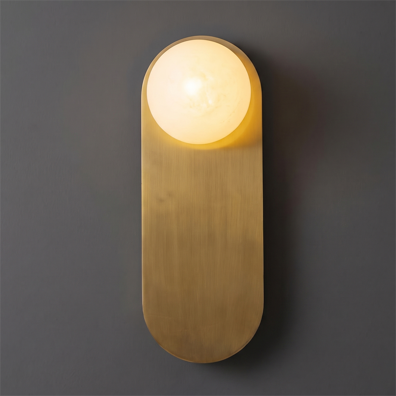 Spanish Alabaster Wall Sconce with Brass or Wood Accent, Hardwired G9 or LED, Handmade Natural Stone Light for Bedroom, Hallway, Living Room | Lonoma