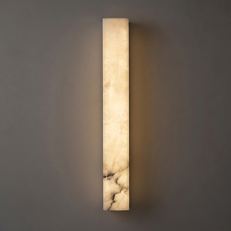 Spanish Alabaster Wall Sconce with Brass or Wood Accent, Hardwired G9 or LED, Handmade Natural Stone Light for Bedroom, Hallway, Living Room | Lonoma