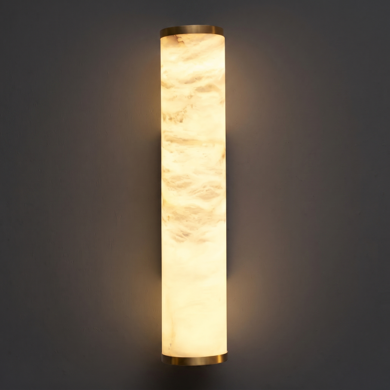 Spanish Alabaster Wall Sconce with Brass or Wood Accent, Hardwired G9 or LED, Handmade Natural Stone Light for Bedroom, Hallway, Living Room | Lonoma